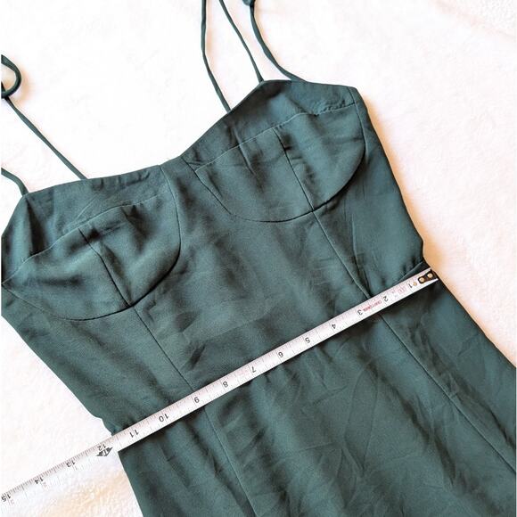 OMi + Studio Hunter Green Tie Spaghetti Straps Front Slit Midi Dress, size L - Picture 6 of 9
